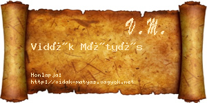 Vidák Mátyás névjegykártya